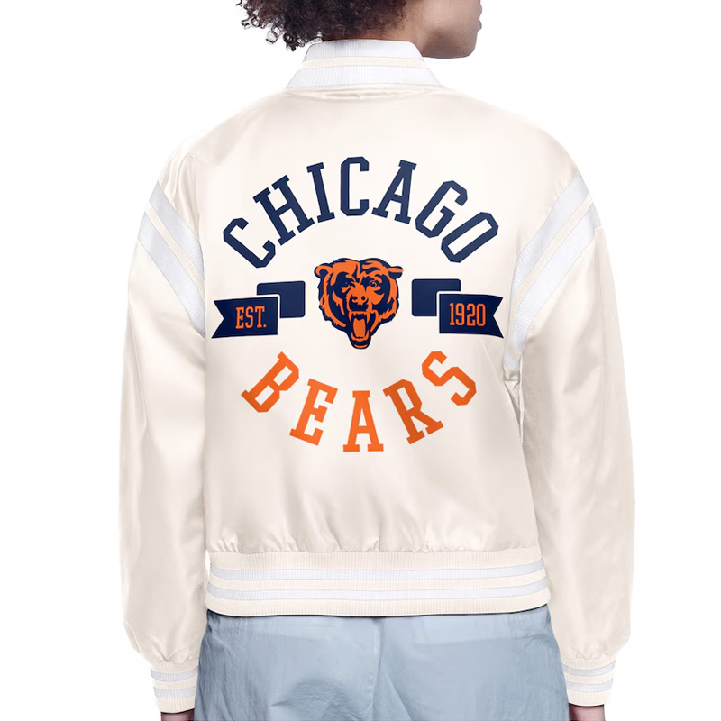 Chicago Bears Printed Logo Varsity Satin Jacket - Image 6