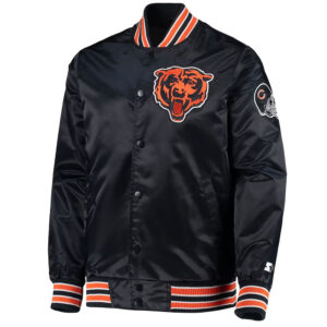 Black The Diamond Chicago Bears Retro Satin Jacket