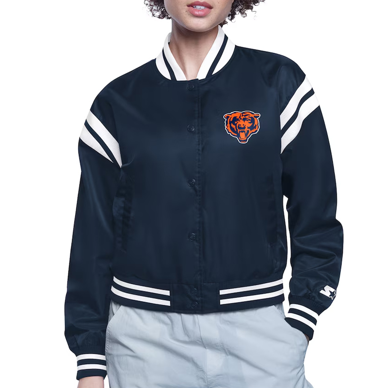 Chicago Bears Printed Logo Varsity Satin Jacket