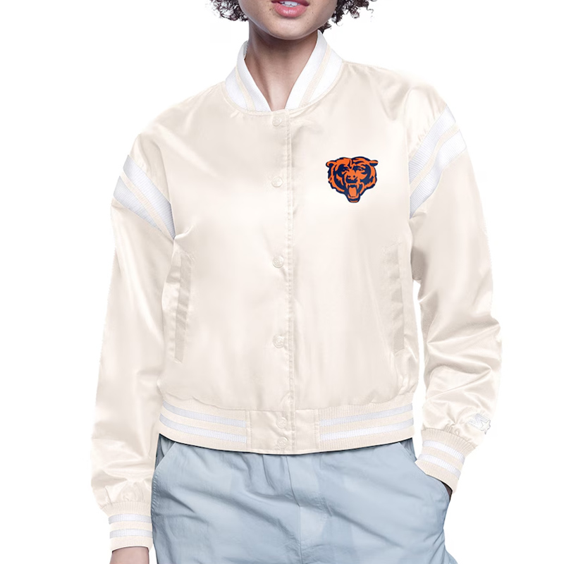 Chicago Bears Printed Logo Varsity Satin Jacket - Image 3