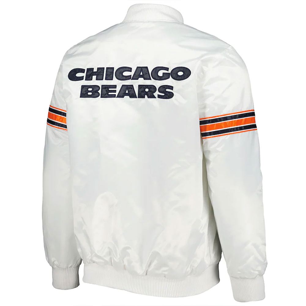 Chicago Bears The Power Forward White Full-Snap Satin Jacket - Image 2