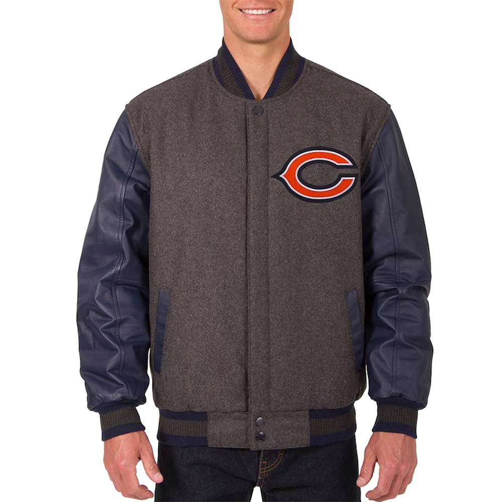 Chicago Bears Charcoal and Navy Varsity Jacket