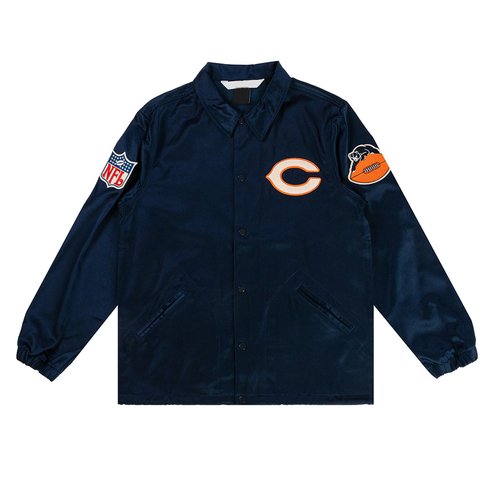 Chicago Bears Navy Satin Windbreaker