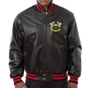 Varsity Chicago Blackhawks Black Leather Jacket