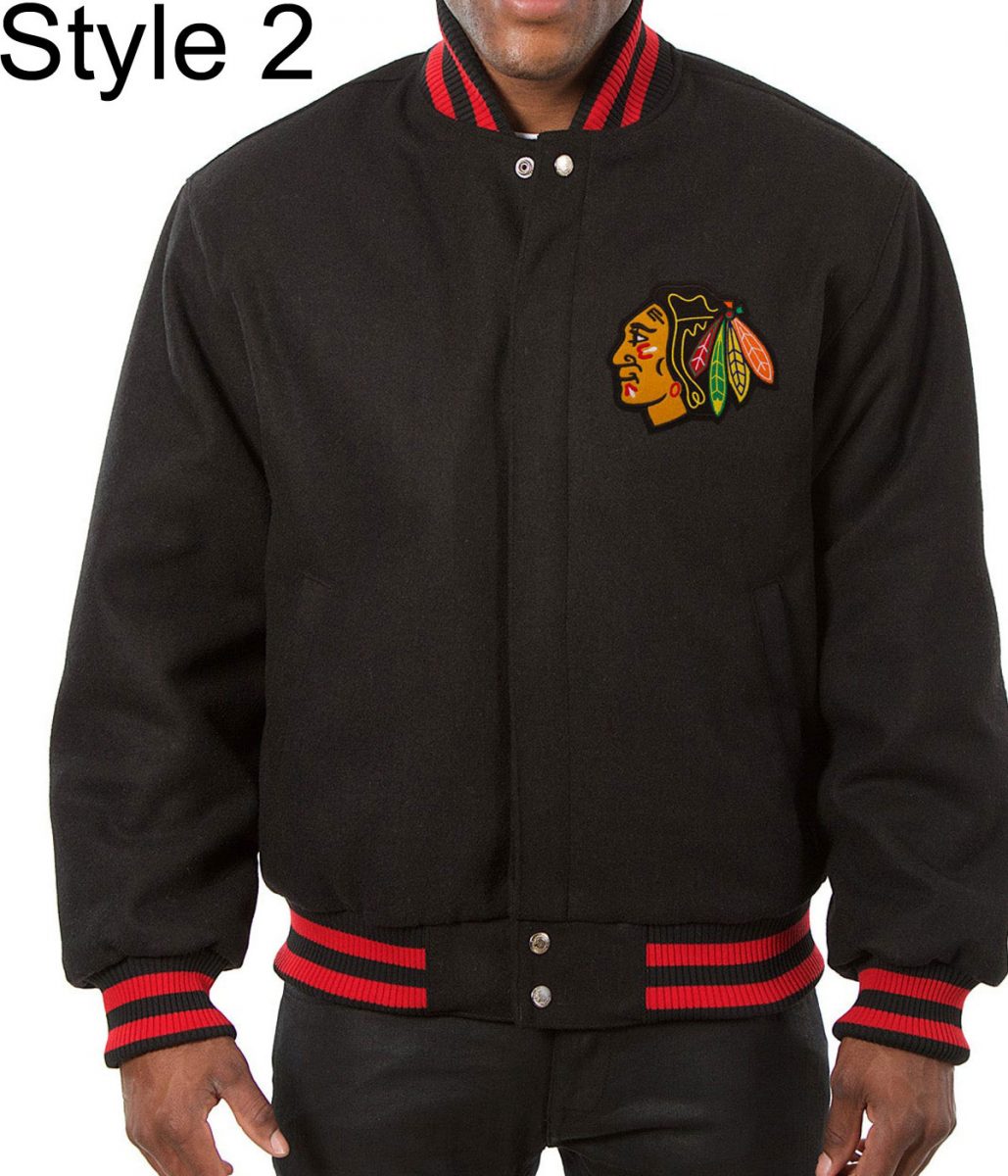 Varsity Chicago Blackhawks Black Wool Jacket - Image 2
