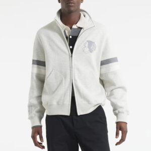 Chicago Blackhawks Leafs Heather Gray Striped Fleece Jacket