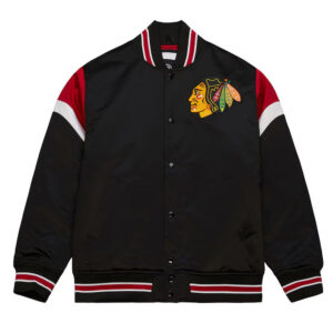 Chicago Blackhawks Black Heavyweight Satin Jacket
