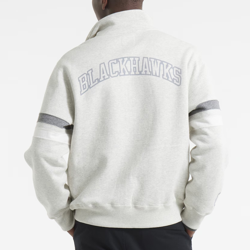 Chicago Blackhawks Leafs Heather Gray Striped Fleece Jacket - Image 2