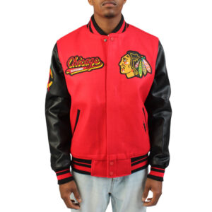 Chicago Blackhawks Red & Black Varsity Wool Jacket