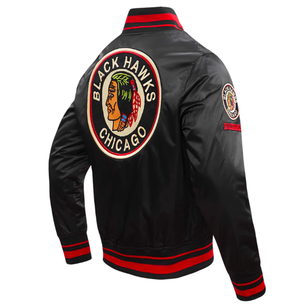 Chicago Blackhawks Retro Classic Rib Satin Jacket - Image 8