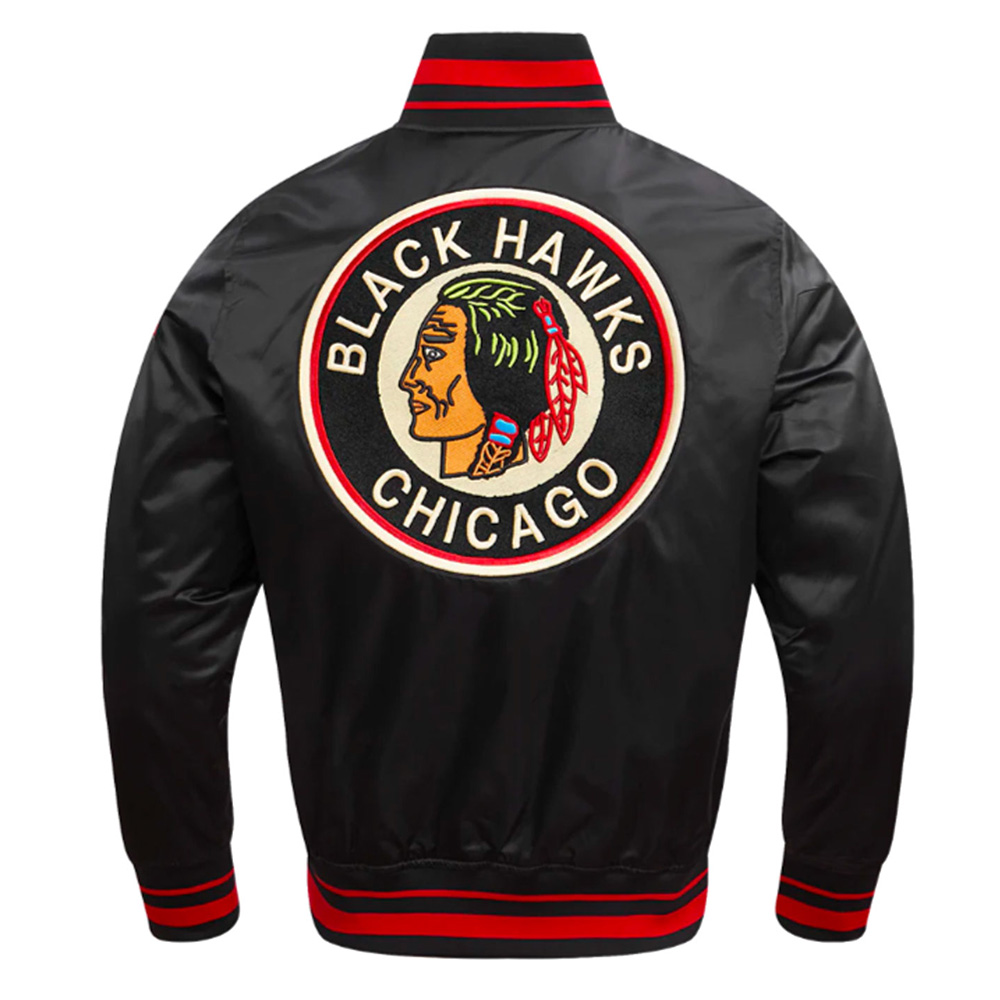 Chicago Blackhawks Retro Classic Rib Satin Jacket - Image 4