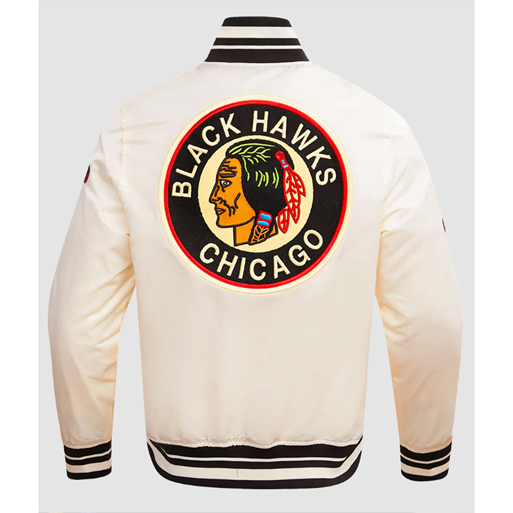 Chicago Blackhawks Retro Classic Rib Satin Jacket - Image 3