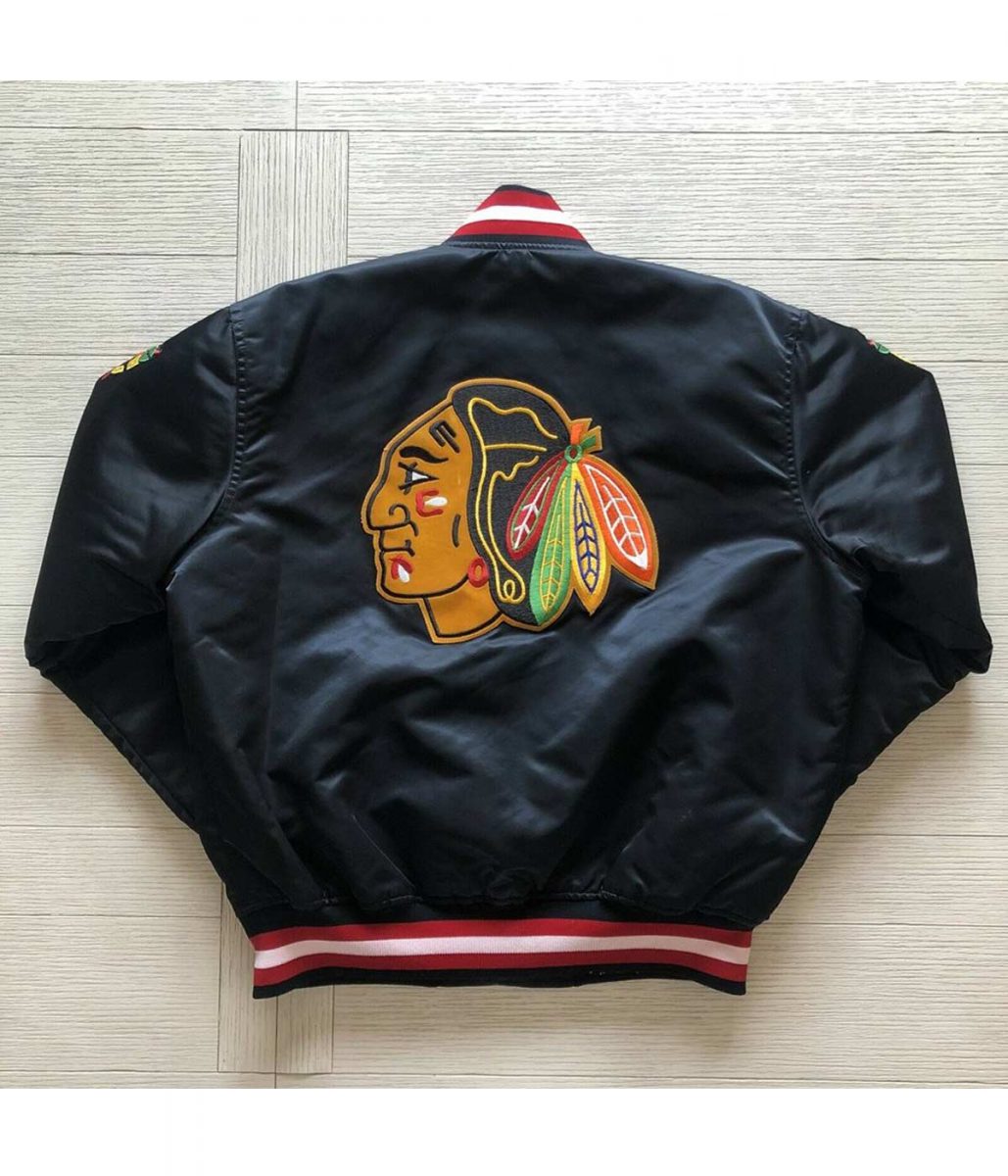 Starter Bomber Chicago Blackhawks 80's Satin Jacket - Image 4