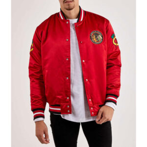 Chicago Blackhawks Throwback Red Varsity Satin Jacket