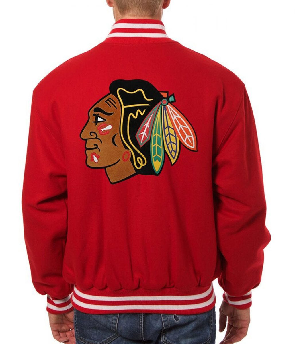 Varsity Chicago Blackhawks Red Wool Jacket - Image 2