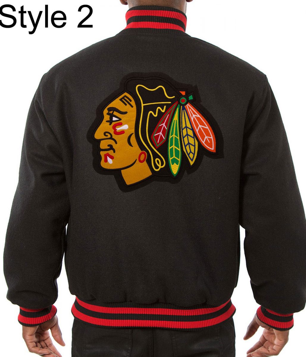 Varsity Chicago Blackhawks Black Wool Jacket - Image 4