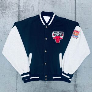 1990's Chicago Bulls Black and White Varsity Jacket