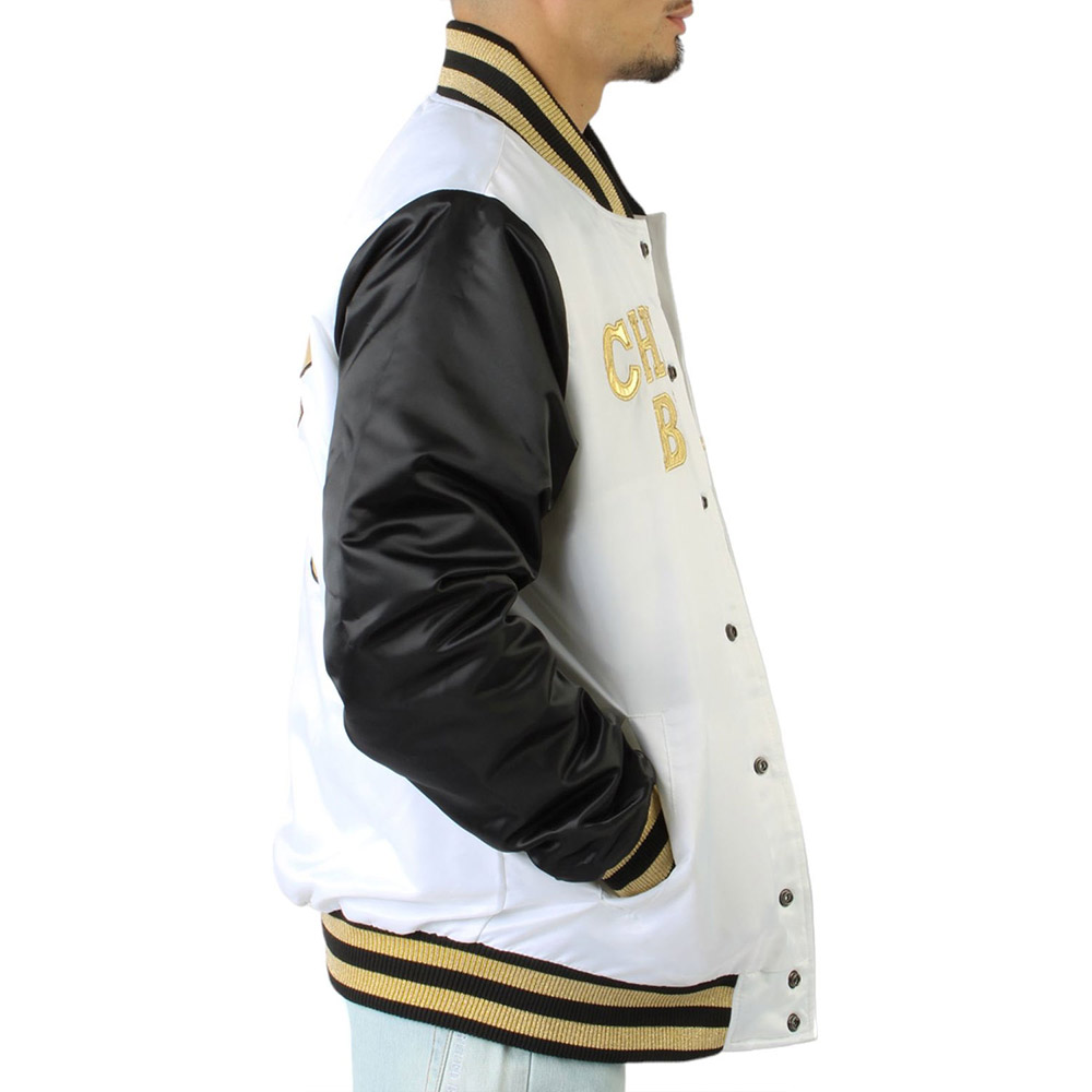 Chicago Bulls Black and White Satin Jacket - Image 4