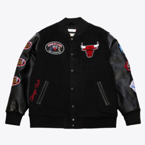 Chicago Bulls Black Out Vintage Logo Varsity Jacket
