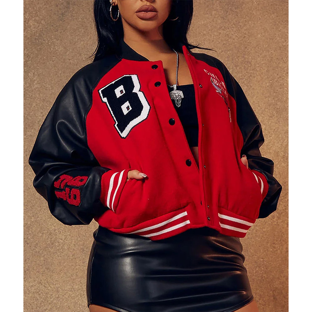 Women’s Chicago Bulls Cropped Varsity Jacket - Image 6