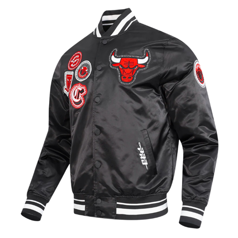 Chicago Bulls Diy Pick Stitch Classic Rib Satin Jacket - Image 3