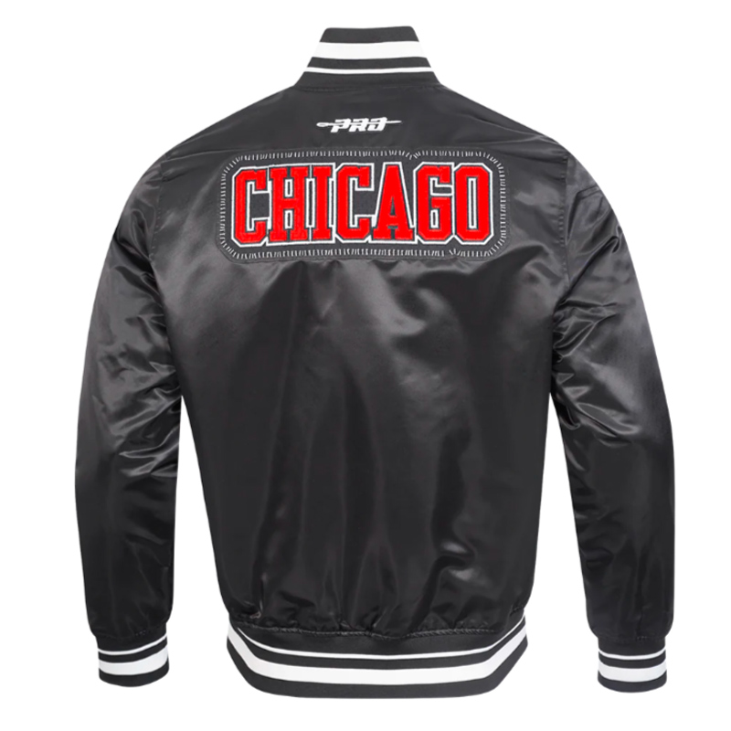Chicago Bulls Diy Pick Stitch Classic Rib Satin Jacket - Image 2