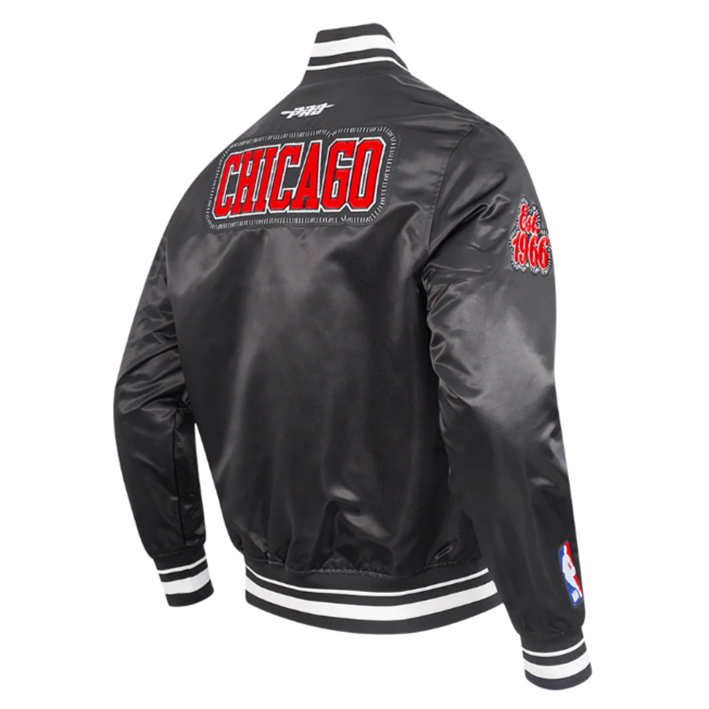 Chicago Bulls Diy Pick Stitch Classic Rib Satin Jacket - Image 4
