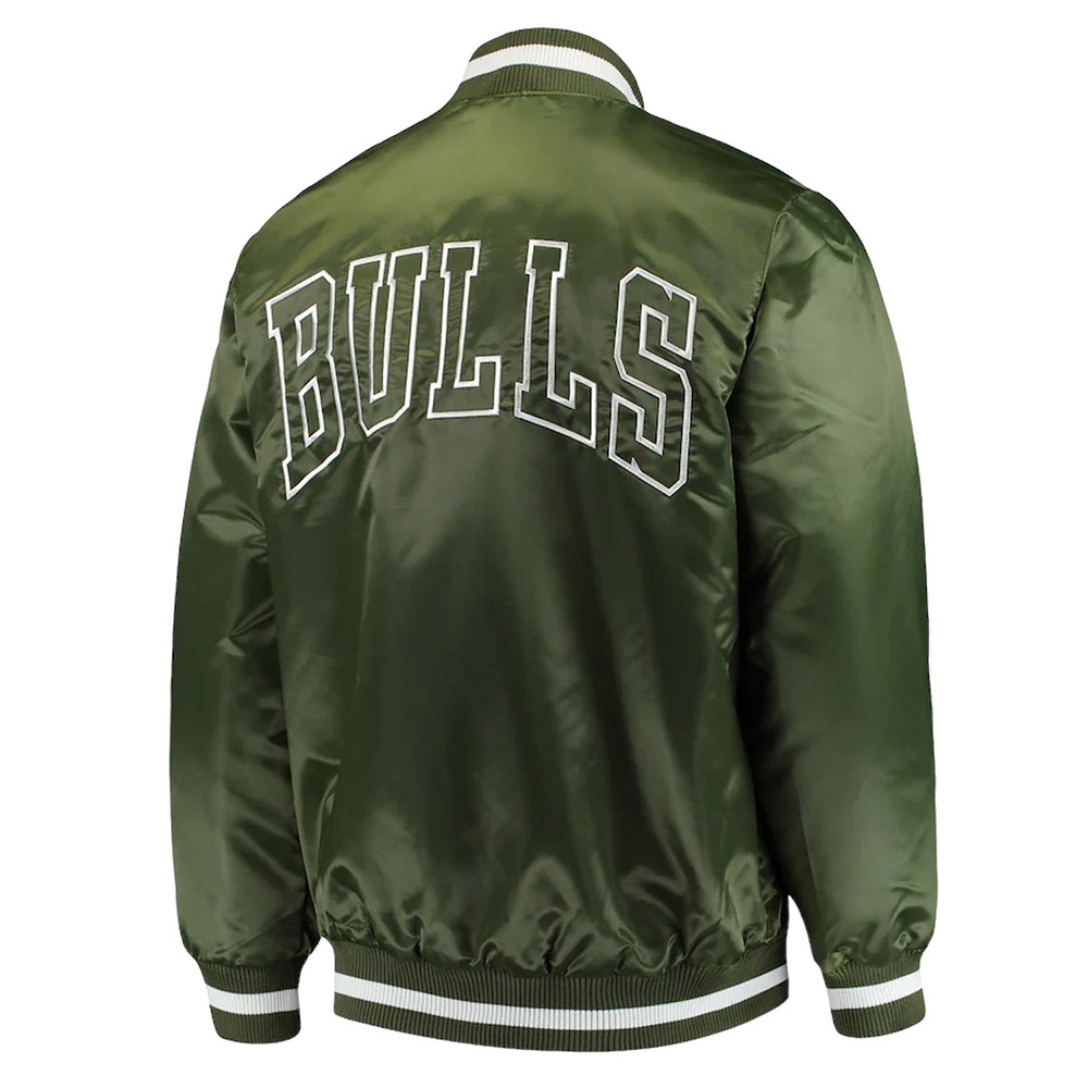 Chicago Bulls Forest Green Satin Jacket - Image 2
