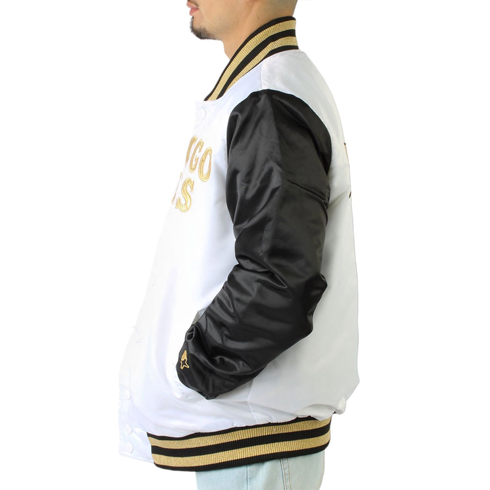 Chicago Bulls Black and White Satin Jacket - Image 5