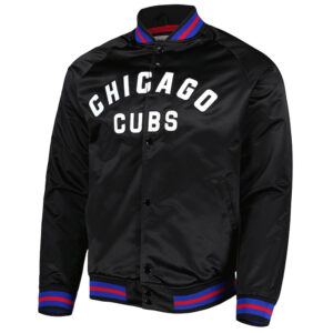 Chicago Cubs Bomber Black Satin Jacket