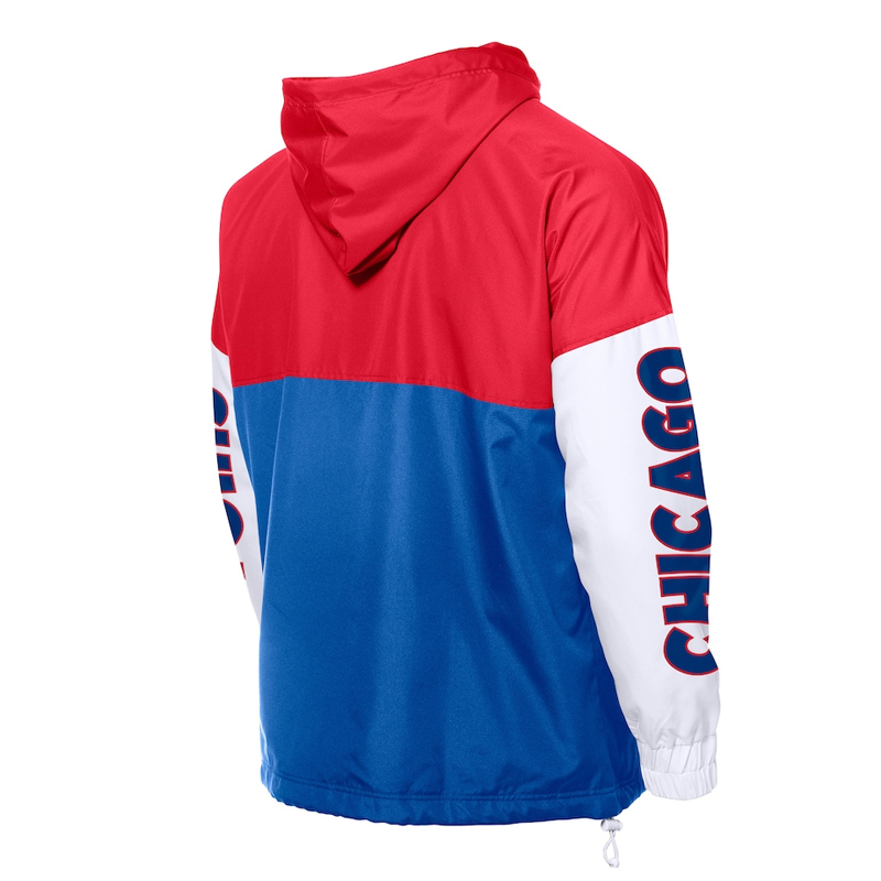 Chicago Cubs Color Block Royal/Red Hoodie Windbreaker - Image 2