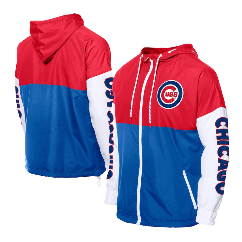Chicago Cubs Color Block Royal/Red Hoodie Windbreaker - Image 3