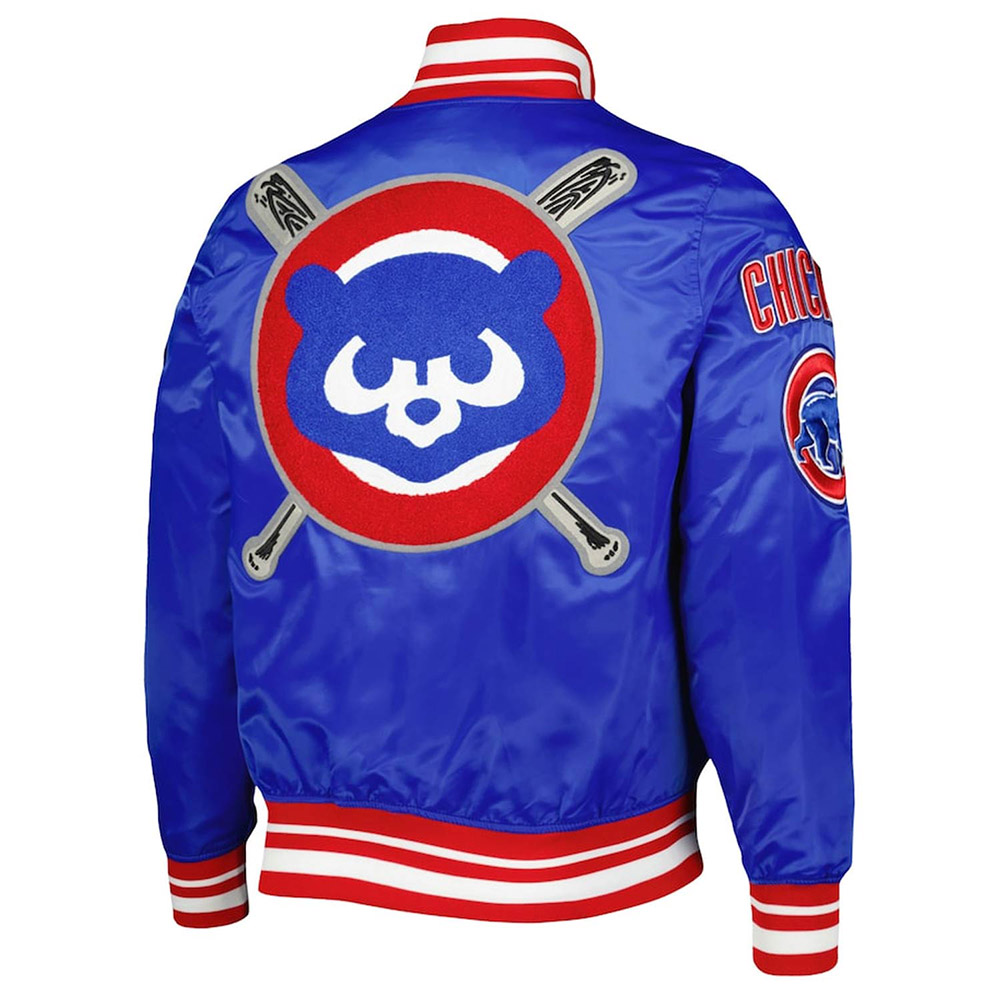 Chicago Cubs Mash Up Royal Satin Jacket - Image 2