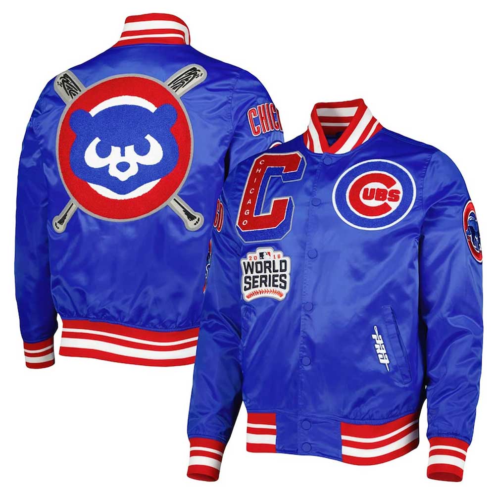 Chicago Cubs Mash Up Royal Satin Jacket - Image 3