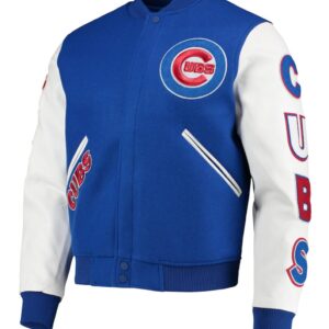 Varsity Chicago Cubs White and Royal Blue Jacket