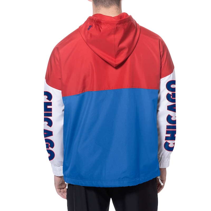 Chicago Cubs Color Block Royal/Red Hoodie Windbreaker - Image 5