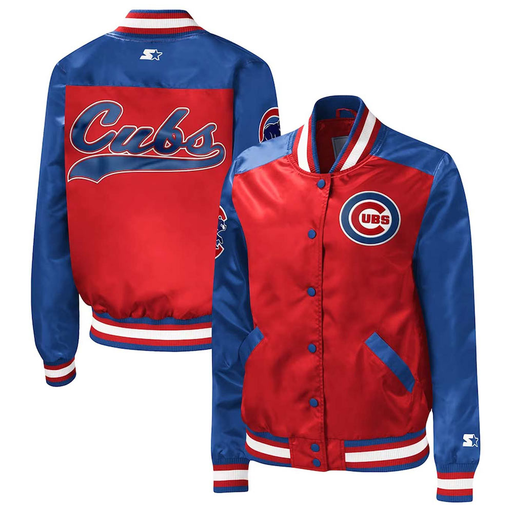 Chicago Cubs The Legend Red/Blue Varsity Satin Jacket - Image 3