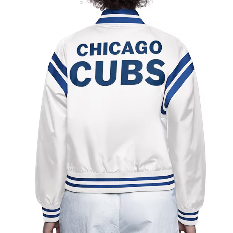Chicago Cubs White Full Count Satin Jacket - Image 2