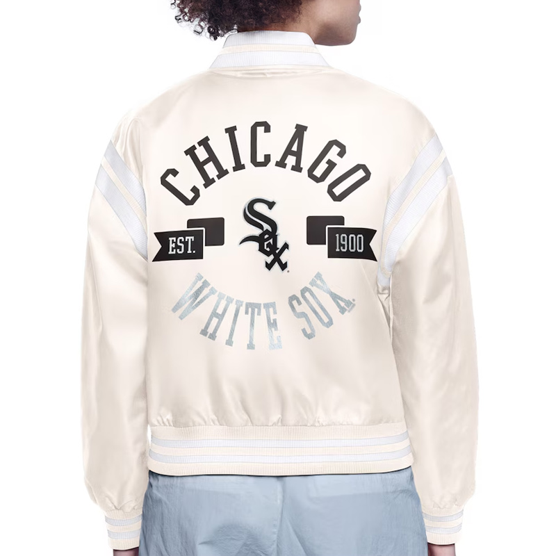 Chicago White Sox Printed Logo Varsity Satin Jacket - Image 4