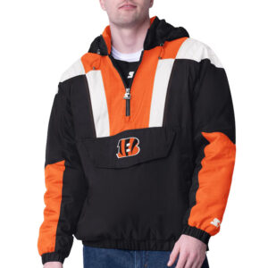 Black Cincinnati Bengals Charger Half-Zip Pullover Jacket