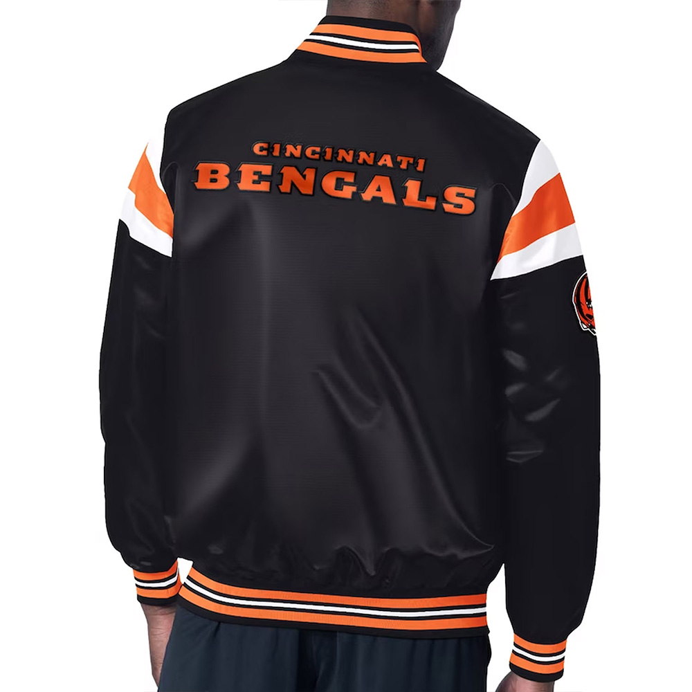 Cincinnati Bengals Midweight Black Satin Jacket - Image 2