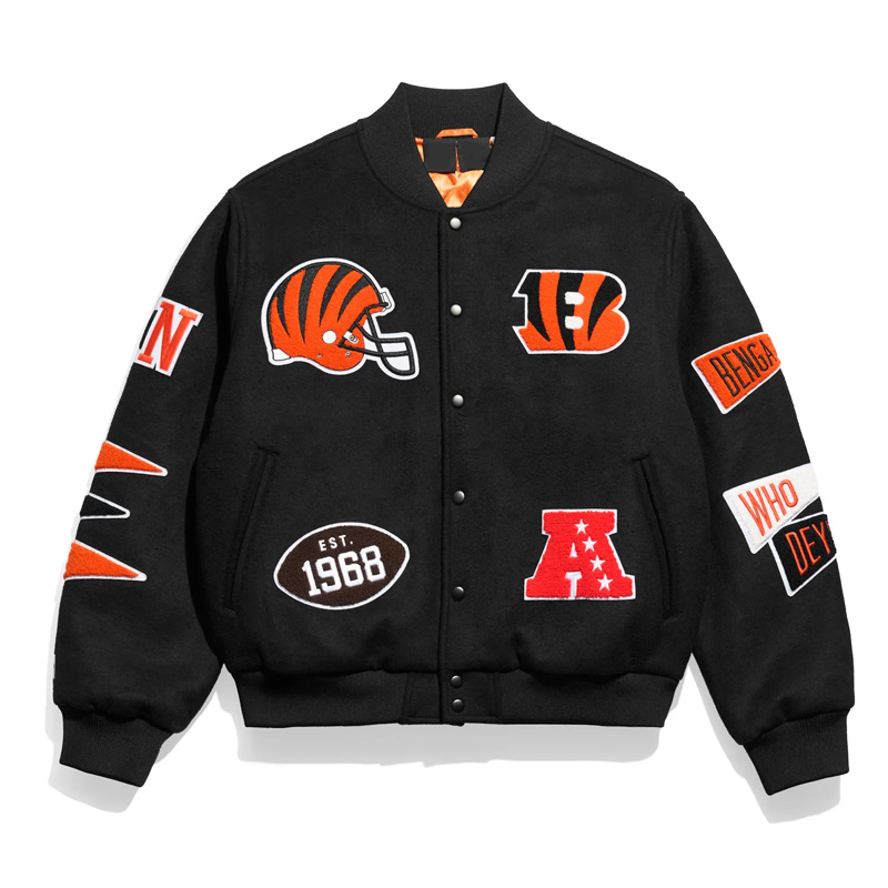 Cincinnati Bengals Pennant Black Varsity Wool Jacket