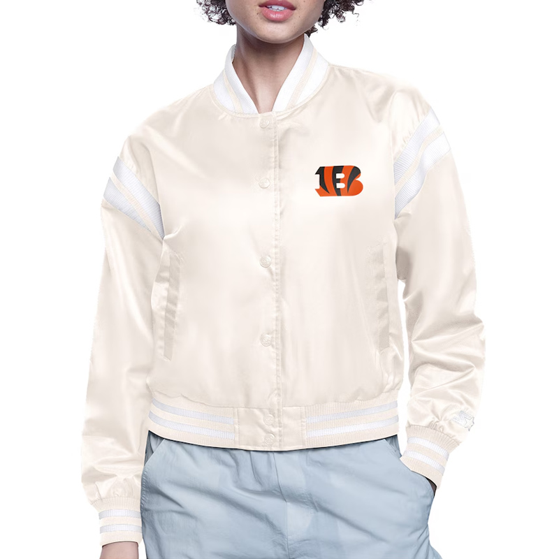 Cincinnati Bengals Printed Logo Varsity Satin Jacket - Image 2