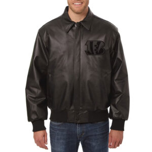Cincinnati Bengals Black Tonal Leather Jacket