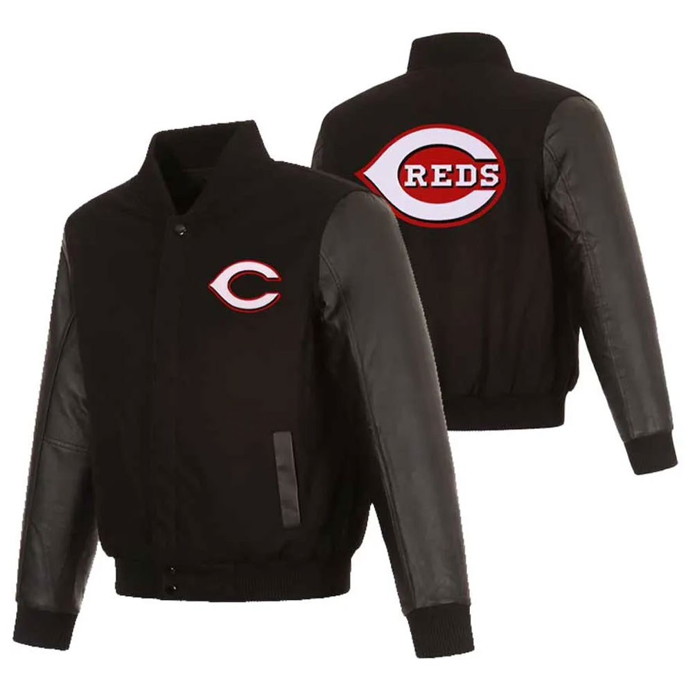 Cincinnati Reds Black Varsity Jacket - Image 3