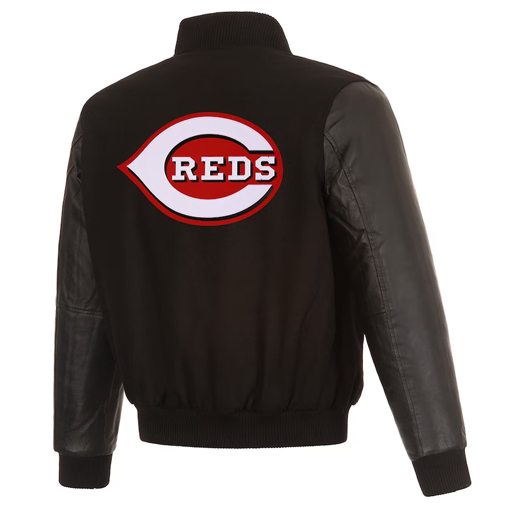 Cincinnati Reds Black Varsity Jacket - Image 2