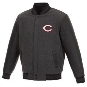 Charcoal/Black Cincinnati Reds Varsity Jacket