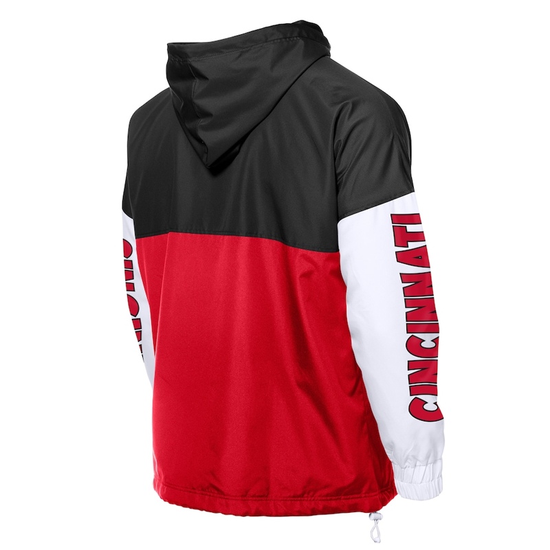 Cincinnati Reds Color Block Red/Black Hoodie Windbreaker - Image 2