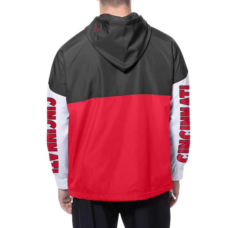 Cincinnati Reds Color Block Red/Black Hoodie Windbreaker - Image 4