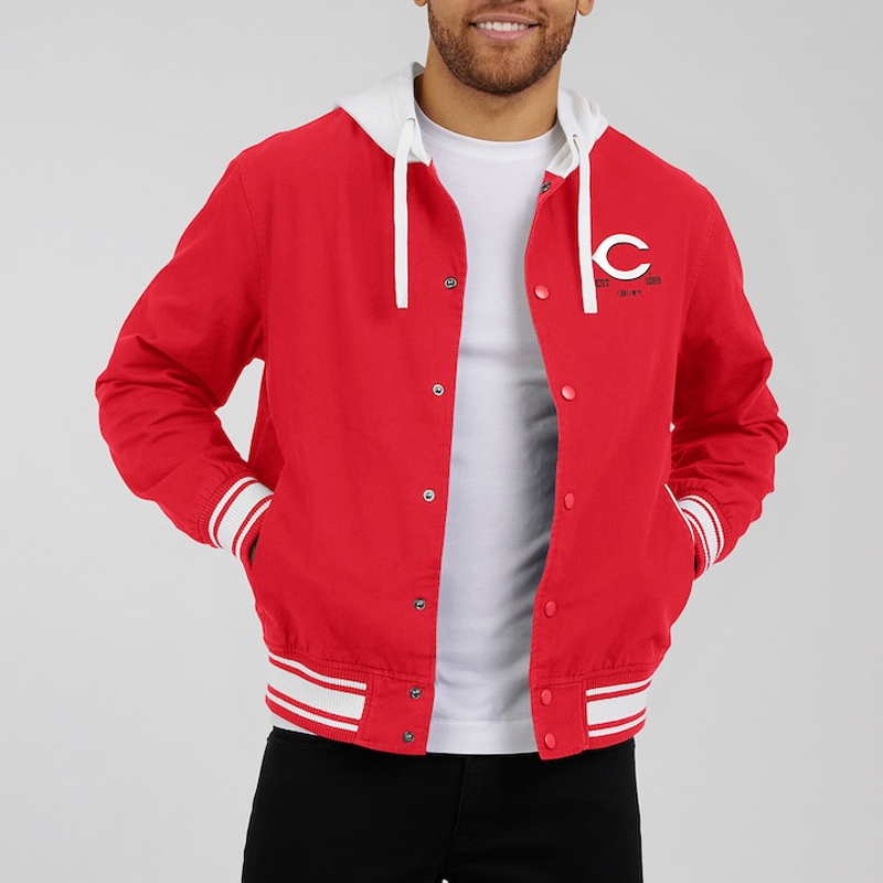Cincinnati Reds Red Cotton Hooded Jacket - Image 6